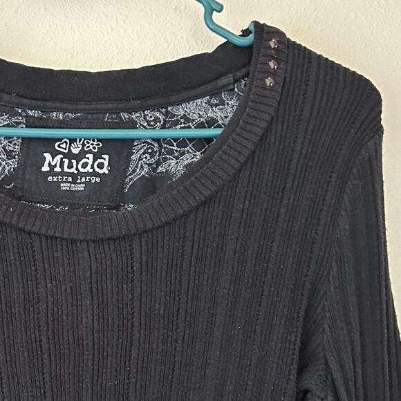 Vintage Mudd ribbed fitted tunic sweater Y2K gothic grunge twilight indie XL - Picture 4 of 14